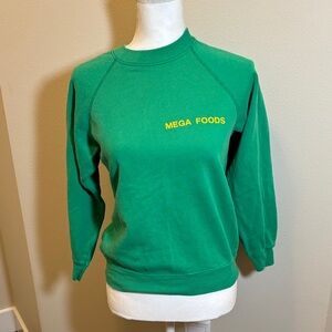Vintage Green 'MEGA FOODS' Logo Crewneck Sweatshirt